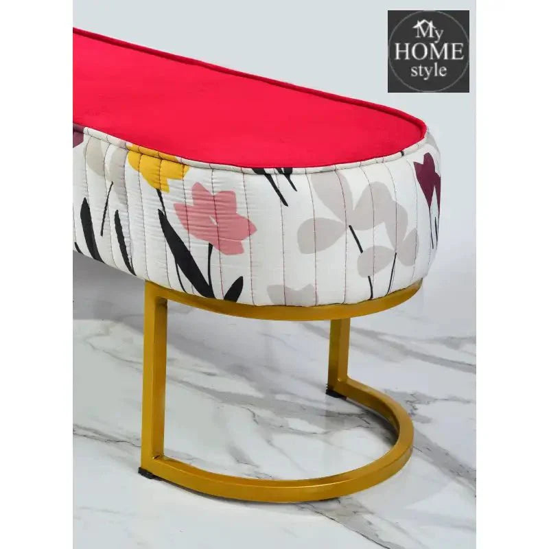 Luxury Wooden stool 3 Seater Printed With Steel Stand -1174