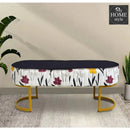 Luxury Wooden stool 3 Seater Printed With Steel Stand -1175