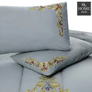 Mariana Centered Embroidered Motif Comforter Set Grey