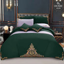 Mariana Centered Embroidered Motif Duvet Cover Set Green