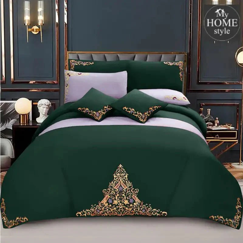 Mariana Centered Embroidered Motif Duvet Cover Set Green
