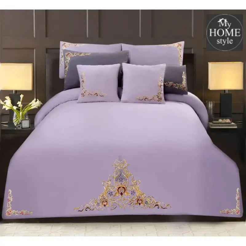 Mariana Centered Embroidered Motif Duvet Cover Set Light Purple