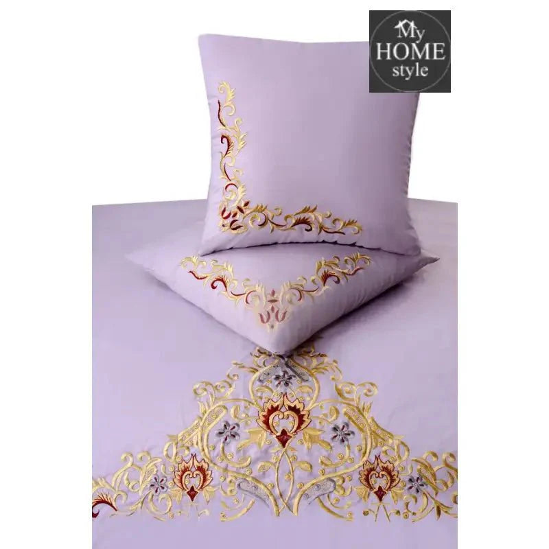Mariana Centered Embroidered Motif Duvet Cover Set Light Purple