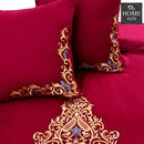 Mariana Centered Embroidered Motif Duvet Cover Set Maroon