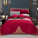 Mariana Centered Embroidered Motif Duvet Cover Set Maroon