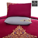 Mariana Centered Embroidered Motif Duvet Cover Set Maroon