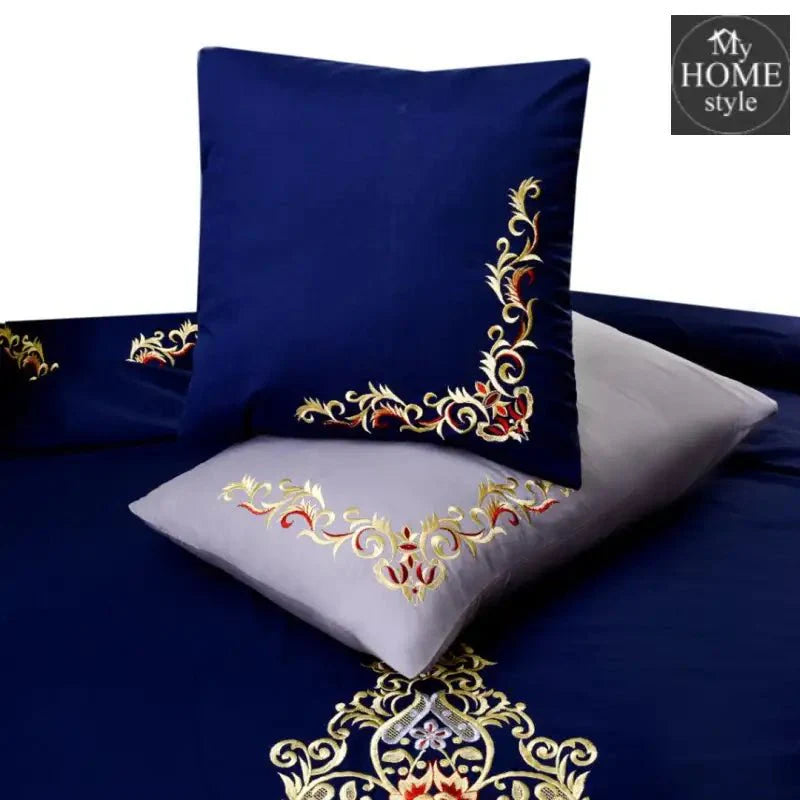 Mariana Centered Embroidered Motif Duvet Cover Set Navy
