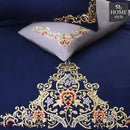 Mariana Centered Embroidered Motif Duvet Cover Set Navy