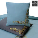 Mariana Centered Embroidered Motif Duvet Cover Set Sky Blue & Grey