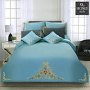 Mariana Centered Embroidered Motif Duvet Cover Set Sky Blue & Grey