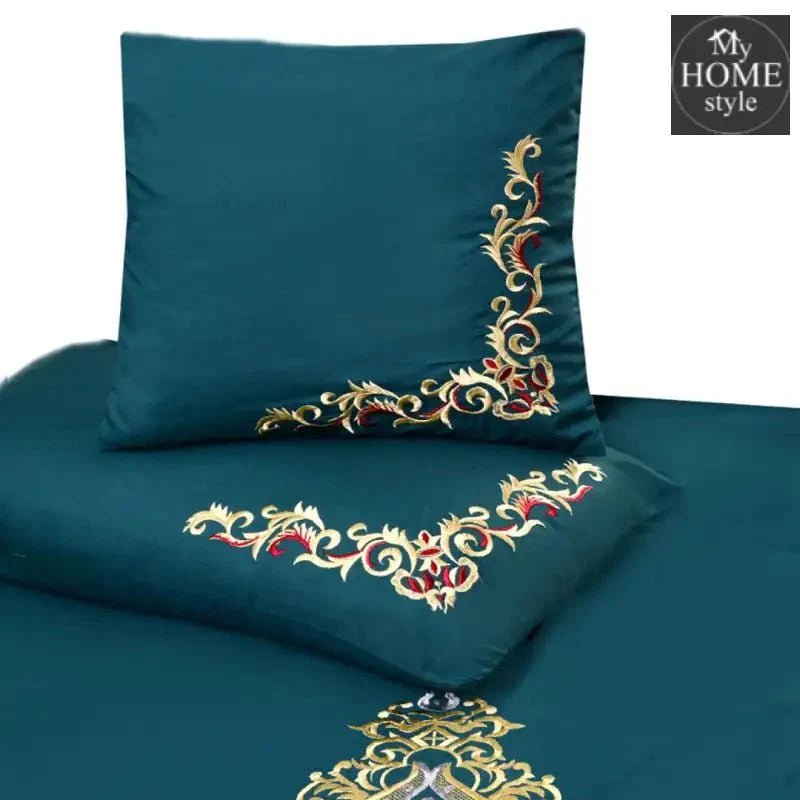 Mariana Centered Embroidered Motif Duvet Cover Set Teal
