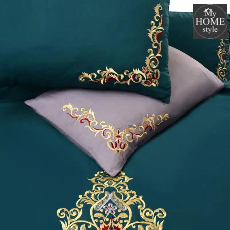 Mariana Centered Embroidered Motif Duvet Cover Set Teal