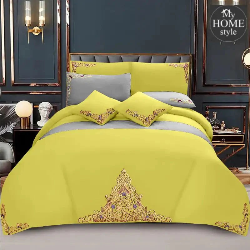 Mariana Centered Embroidered Motif Duvet Cover Set Yellow - SC