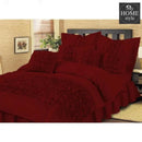 Maroon Embellished ruffled Comforter set 8 PC's