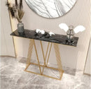 Modern Black Narrow Console Table with Marble Sheet Top  - 1398
