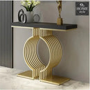 Modern Narrow Console Table with Geometric Metal Base Black Entryway Table -1274