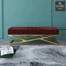 Modern Velvet Upholstered Ottoman Bench in Gold -787