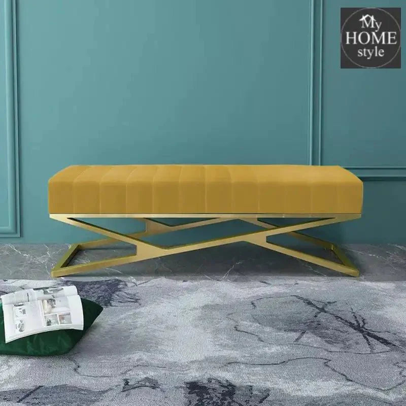 Modern Velvet Upholstered Ottoman Bench in Gold -788
