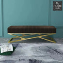 Modern Velvet Upholstered Ottoman Bench in Gold -789