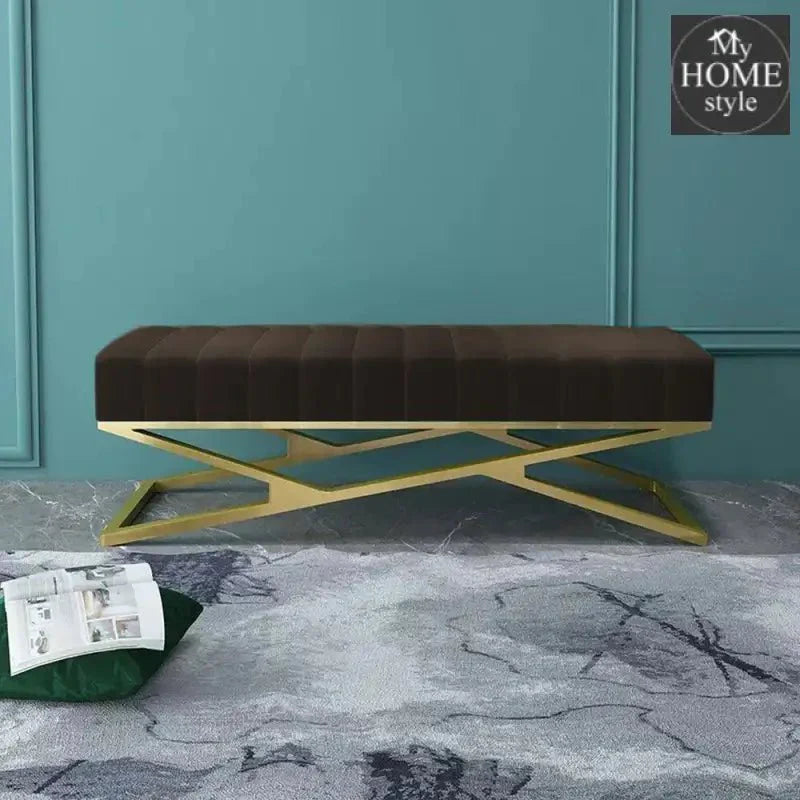 Modern Velvet Upholstered Ottoman Bench in Gold -789
