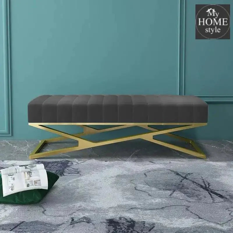 Modern Velvet Upholstered Ottoman Bench in Gold -790