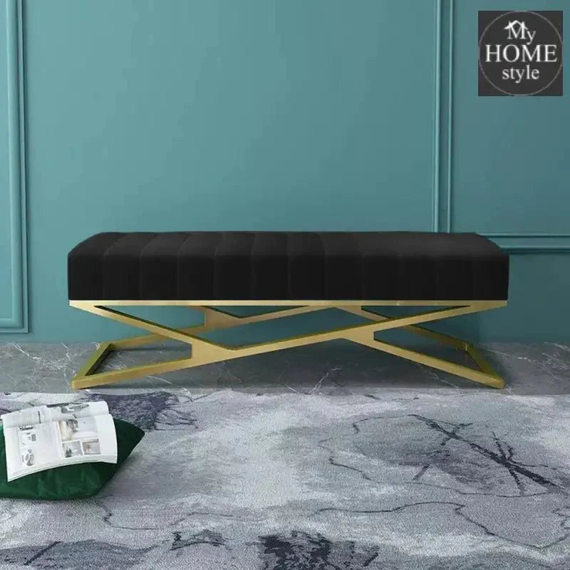 Modern Velvet Upholstered Ottoman Bench in Gold -791