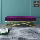 Modern Velvet Upholstered Ottoman Bench in Gold -792