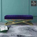 Modern Velvet Upholstered Ottoman Bench in Gold -793
