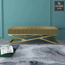 Modern Velvet Upholstered Ottoman Bench in Gold -794