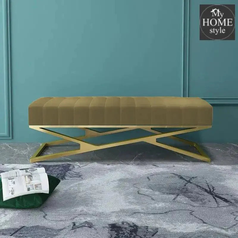 Modern Velvet Upholstered Ottoman Bench in Gold -794