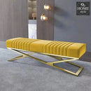 Modern Velvet Upholstered Ottoman Bench in Gold -796