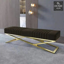Modern Velvet Upholstered Ottoman Bench in Gold -797
