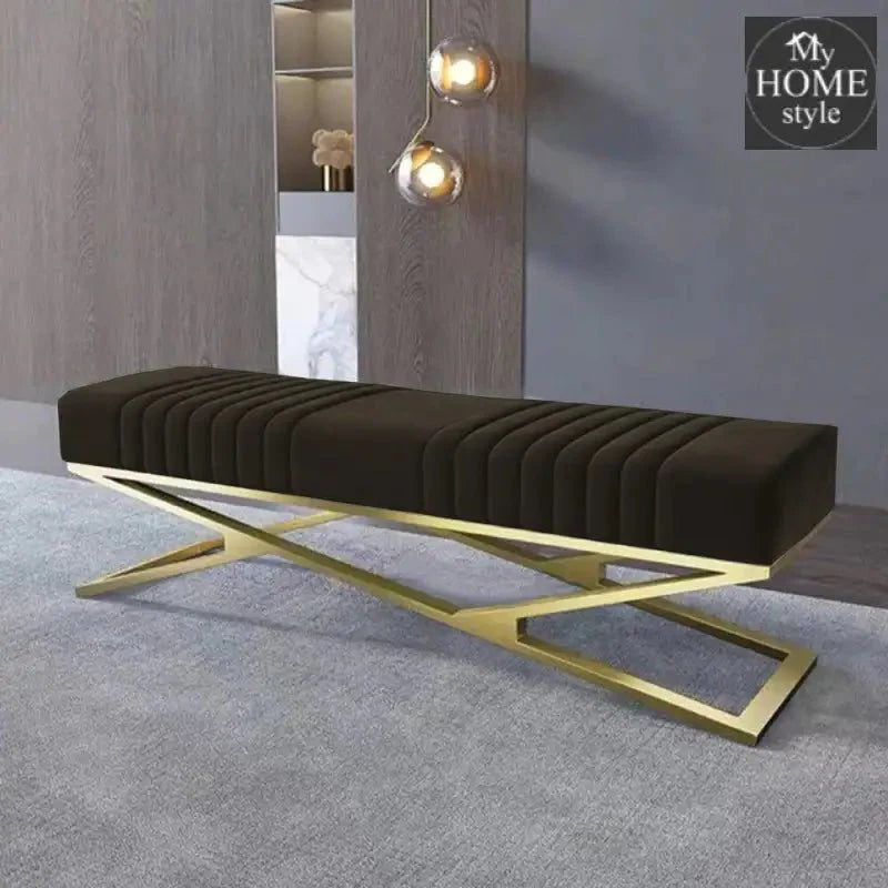 Modern Velvet Upholstered Ottoman Bench in Gold -797