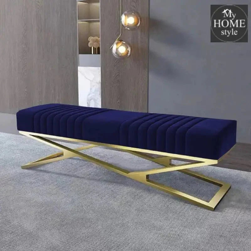 Modern Velvet Upholstered Ottoman Bench in Gold -798