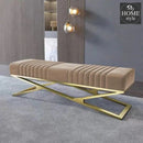 Modern Velvet Upholstered Ottoman Bench in Gold -799