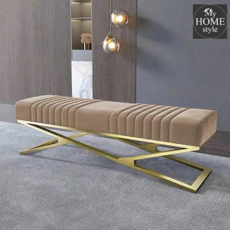 Modern Velvet Upholstered Ottoman Bench in Gold -799