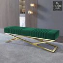 Modern Velvet Upholstered Ottoman Bench in Gold -800