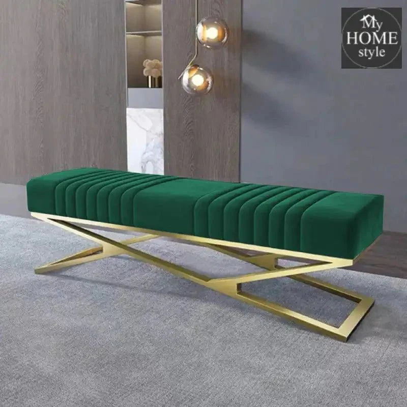 Modern Velvet Upholstered Ottoman Bench in Gold -800