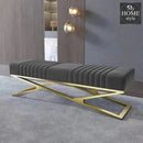 Modern Velvet Upholstered Ottoman Bench in Gold -802
