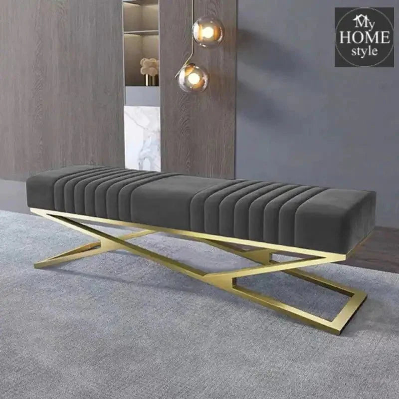 Modern Velvet Upholstered Ottoman Bench in Gold -802