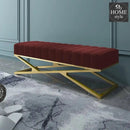 Modern Velvet Upholstered Ottoman Bench in Gold -809