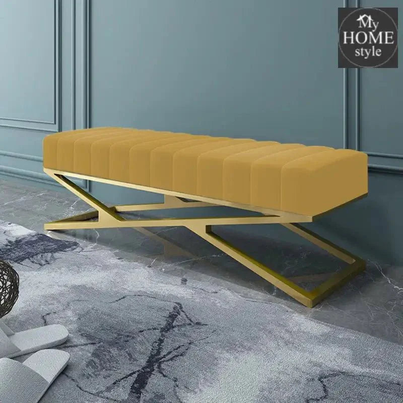 Modern Velvet Upholstered Ottoman Bench in Gold -810