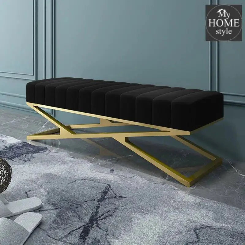 Modern Velvet Upholstered Ottoman Bench in Gold -811