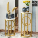 Pack of 2 Modern Standing Plant Stand in Gold & White -859