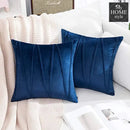 PACK OF 2 VELVET DECORATIVE SQUARE CUSHION -BLUE
