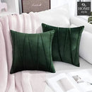 PACK OF 2 VELVET DECORATIVE SQUARE CUSHION -DEEP GREEN