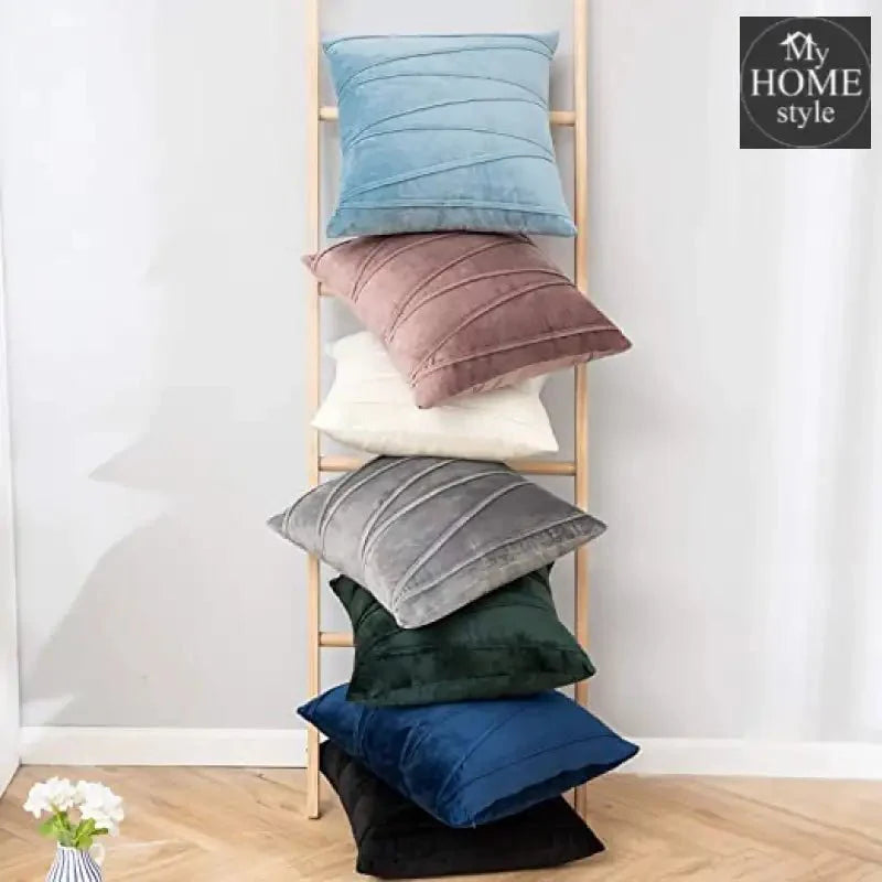 PACK OF 2 VELVET DECORATIVE SQUARE CUSHION -GREY