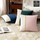 PACK OF 2 VELVET DECORATIVE SQUARE CUSHION - SOFT PINK AND WHITE