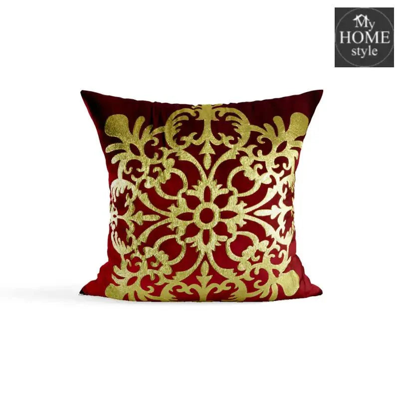 PACK OF 2 VELVET MAROON CUSHION COVER WITH GOLDEN MOTIF