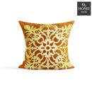 PACK OF 2 VELVET ORANGE CUSHION COVER WITH GOLDEN MOTIF